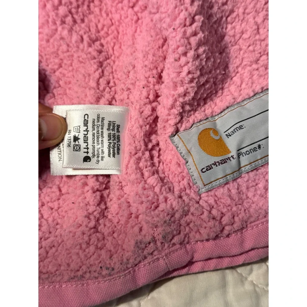 Carhartt Hooded Jacket Kids Pink Sherpa Lined Canvas Coat Toddler 2T